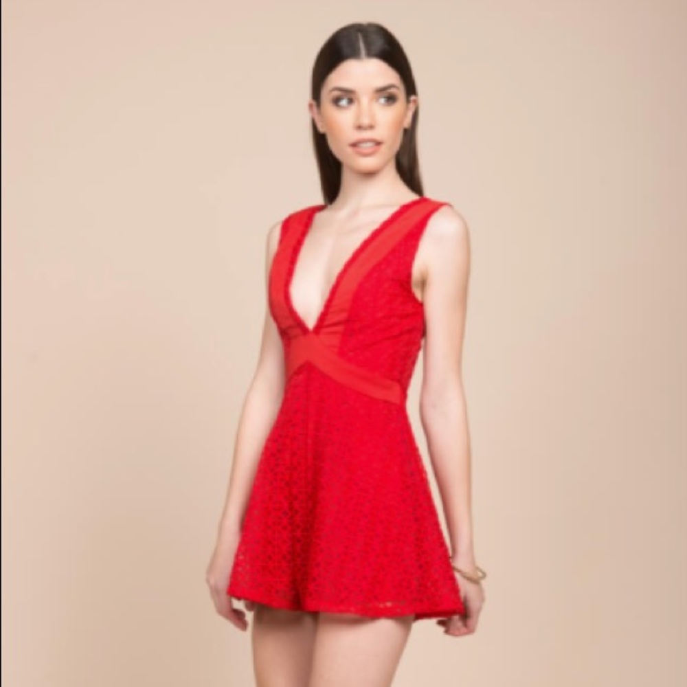 Selfie Leslie - Red V Cut Dress